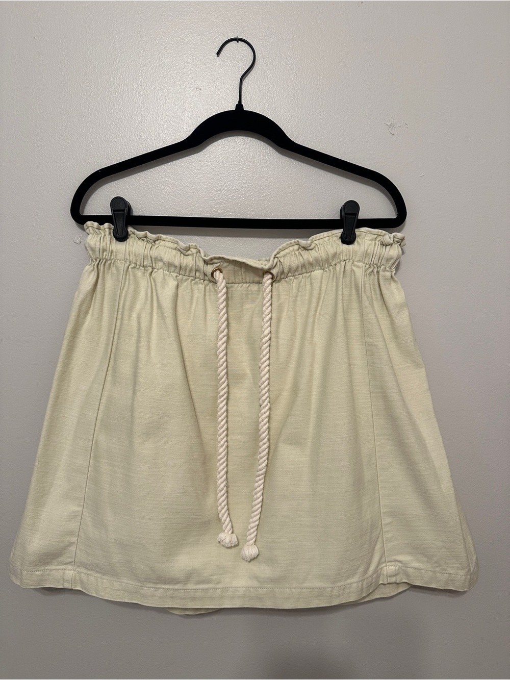 J. Crew Cream Paperbag Waist Mini Skirt with Rope Drawstring